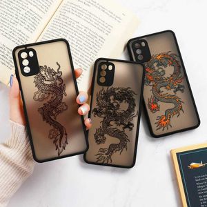 Случаи сотового телефона для Poco f3 case funda poco x3 pro x4 gt m3 x3 nfc f3 redmi Примечание 11 10 Pro 9 8 9a 9c 9s 10s 11s 9t Hard PC Covers Dragon