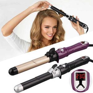 Curling Irons Automatic rotation of hair curler tourmaline ceramic rotating roller wave curling magic rod rapid heating shaping women Q240506