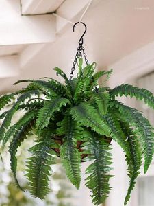 Decorative Flowers Artificial Fern Hang Basket Faux Ferns Outdoor Fake Seaweed Plant Large UV Resistant Silk