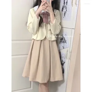ワークドレスshpmishal collegeウィンド日本のコートトップスプリングと秋の甘い女の子の人形タンクドレス2ピースセットの女性服