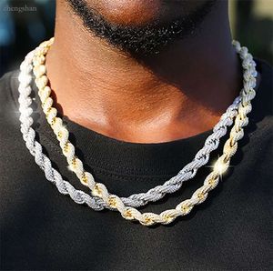 8mm repkedja Spring Buckle Iced Out Cubic Zircon Stones Twist Necklace For Men Hip Hop Jewelry 9346