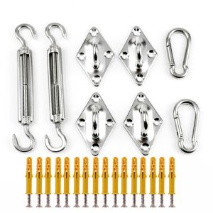 Decorations M5 Awning Attachment Set, 304 Stainless Steel Hardware Kit For Garden Rectangular Sun Shade Sail Installation (2 x Carabiner)