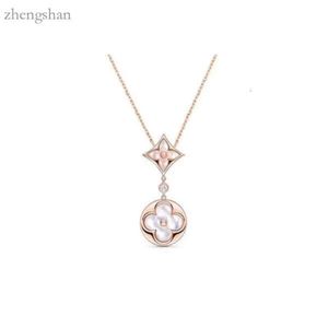Q94355 Färg Blossom Sun Pendant Pink Gold and White Mother of Pearl Pendant Halsband Guldpläterad Kvinnodesigner V Four Leaf Clover Chains Jewely 2204