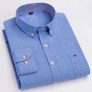 Camisas masculinas Camisas masculinas Camisa 100% algodão Longo Longo Plaid Oxford Casual Color Solid Color Fit Regular Dress Camise