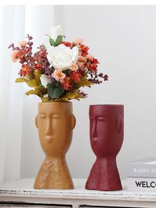 花瓶クリエイティブセラミック花瓶芸術的なポートレートリビングルームフラワーアレンジメントコンテナ北欧の装飾ホームポット装飾