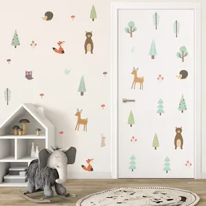 Наклейки на стенах прекрасные лесные животные Diy детская комната наклейка на пастырский стиль дверь окна декоративные для детских обоев