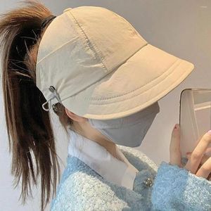 Berets Ladies Hat Wide Brim Sun Protection With Hole For Gardening Travel Anti-uv Lightweight Foldable Sunscreen Women