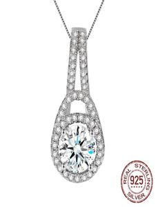 925 Sterling Silber Schmuck Halsketten für Frauen Schloss Design Sapphire Gemtone Pendell Halskette Klassische Hochzeitsgeschenke XDZ01420352992158348