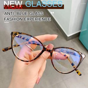 Solglasögon 2024 Retro Cat Eye Small Frame Glasses Women's Anti Blue Light Fashion Y2K Style Geryeglasses