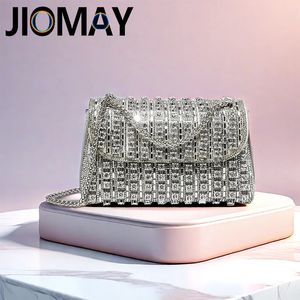 Jiomay Design Fashion Rhinestone Purse Luxury Designer Handbags Elegant and Propensile For Women Evening Clutch Bag 240506