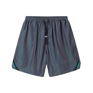 Novo letra de linha dupla de neblina impressa shorts de praia casual para homens e mulheres