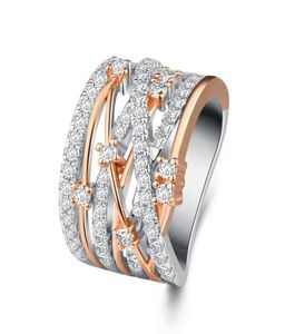 Jóias por atacado de anéis artesanais vintage 925 Sterling Silverrose Gold Pavor White Sapphire Party Bancy Band Ring For Women Gift5659233