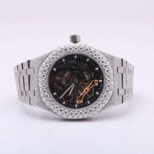 Attractive Lab Grown Custom Dial Round Brilliant Cut Diamond Iced Out Hip Hop party Wear Mechanical Wrist Watch For Men