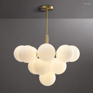 Żyrandole nordyckie minimalistyczne dekoracje szklana piłka LED Light Lights for Living Jadalnia Kuchnia sypialnia żyrandol Home Light Utwór
