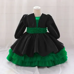 Mädchenkleider flauschiger Tüll Langarm Langarm Baby Prinzessin Kleid Kleinkind 1. Geburtstag Party Kinder für Mädchen Hochzeit Halloween Kostüme