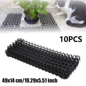 ケージ10pcs 19.29x5.51inch cat scat mats spike anticat pest deterrent garden忌避動物プラスチックスパイクペット供給