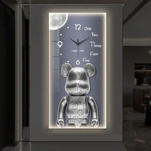 Uhren LED Wanduhr Cartoon Bärmalerei modische Stummschaltdekorationen im Wohnzimmer Korridor Elektronische Uhr