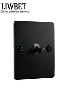 Black Color 1 Gang 2 Way Wall Switch och AC220250V Rostfritt stålpanelens ljusströmbrytare med svart färg växla T2006051052498