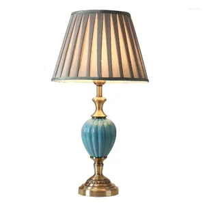 Lampy stołowe w stylu europejskim Niebieska ceramiczna lampa sypialnia sypialnia nocna domowa dekoracja dekoracji salonu zdalne biurko