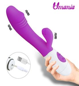 Dildo Rabbit Vibrator G Spot Dual Vibration Silikon USB ładowanie Kobieta Massager Vagina Dorosły Sex Toy dla kobiet T2007066672438