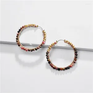 Dingle örhängen design naturliga stenpärlor cirkel bohöns ädelstenar släpp handgjorda smycken för kvinnor födelsesten presenter