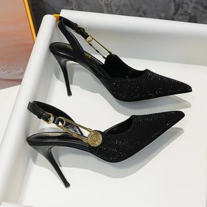 Designer Luxury Pointed High Heels Rhinestone Party Dress Sandals Women Fashion Elegant Sexy Office Gladiator Women Pumps 240423