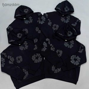 Denim Teers Kapok Mono Full Print Black Foam New York Pop Hoodie Set 2VBG