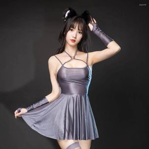 Ethnic Clothing Stylish Womens Dress Clubwear Ruffles See Through Sexy Club Sheer Oily Party Glossy Cocktail