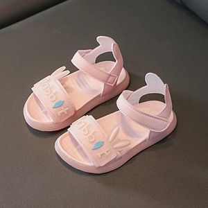 Sandaler sommarbarn Sandaler för flickor mode koreansk söt kanin prinsessa sko mjuk ensam baby barn skor vita strand sandalier