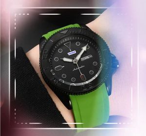 Popular mens Quartz Watches day date time three stiches colorful rubber strap japan quartz movement Clock hour calendar black ceramic case wristwatch gifts
