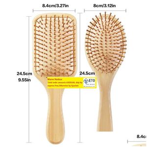 Hair Brushes New Wooden Bamboo Comb Healthy Paddle Brush Mas Hairbrush Scalp Care Combs Styler Styling Tools Ll Drop Delivery Products Dhp1T