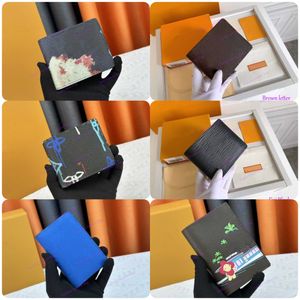 Fashion Designer passport holder purse Quality Leather Flower Men card holder Wallet Two Fold Card Clip Multiple Bag M60410 Classic cross pattern Money Purse M40452