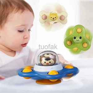 Bath Toys 1 PCs Baby Bad Toys 3D Cartoon Saugnapfspinner Spielzeug Sauger Spinning Top Sensory Fidget Educational Toys für Kleinkinder Geschenk D240507