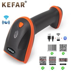 Scanners kefar v8 bluetooth 2.4g scanner de código de barras sem fio 2D e Wired QR PDF417 Handheld Código de barras Reader USB Suporte