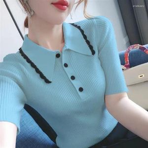 Women's Polos Blue T Shirts Pink Clothes White Polo Neck Shirt Short Sleeve Tee Knit Top Polyester Synthetic Offer V