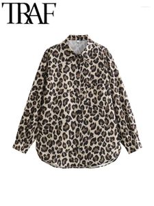 Camicette da donna gal 2024 leopardo primaverili di leopardo stampato donne sciolte y2k camicetta a maniche lunghe a maniche lunghe