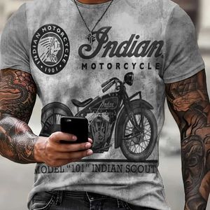 Herren-T-Shirts Indian Motorrad bedrucktes Herren T-Shirt Fashion Strt Vintage T-Shirt für Männer Sport Short Slve Tops T Casual Men Clothing T240505