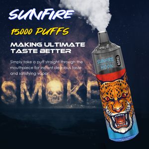 Orijinal Sunfire Puff 15000 Puffs 15k Tek kullanımlık vape 10 lezzet E-sigara 0% 2% 3% 5% 5 şarj edilebilir pil 20ml 600mAh 18000 20K 9000 Puflar Almanya'da Büyük Vape Fransa