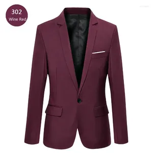 Herrar kostymer vår höst casual vin röd blazer män smal passform för pojke manlig affärskontor klänning blazers plus storlek xxxl 4xl