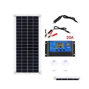 Acessórios de veículos kit de painel solar de carro impermeável 30W 100W 300W 12V Placa de carregamento USB com controlador para o marinho de barro de barro Drop de dhg07