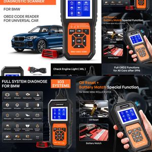 Ny Konnwei KW480 OBD2 -skanner för bilar OBD 2 ABS Airbag SRS Oil Rest Full Systems Diagnostic Tool Battery Match E38 E46