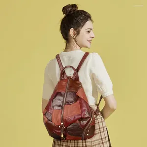 School Bags Cobbler Legend Fashion Women's Backpack Vintage Genuine Leather Female Travel Casual Shoulder Bag For Studeneenage