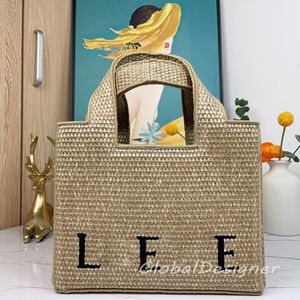 Summer Women Straw Casual Shopper Beach Totes Maxi Shopping Fili di shopping morbido in pelle Bagne a tracolle di grandi dimensioni borsetta per maglieria portafoglio da uomo Maxi di alta qualità 7A