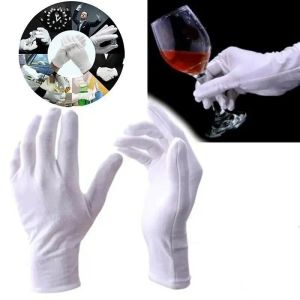 Luvas 1Pair engrossam luvas de algodão branco para as mãos secas hidratando luvas de trabalho de inspeção de eczema luvas de pano lavável