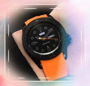 Popular mens Quartz Watches day date time three stiches colorful rubber strap japan quartz movement Clock calendar black ceramic case wristwatch with customed logo