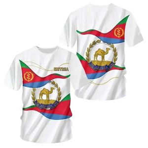 Camisetas masculinas bandeira eritreia do país africano 3d de leão impresso de leão retro 3dprint masculino de verão divertido curto camiseta de manga curta Childrens T-shirtl2405