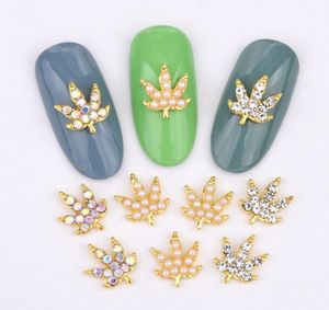 10 pezzi nuovi nail art decorativo in vetro decorativo gemma foglie di strass delle foglie in lega retrò accessori per unghie fai -da -te LH3333426945802