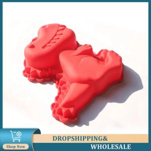 Moldes grandes fofos de molde de bolo de silicone de dinossauros grandes de dinossauro