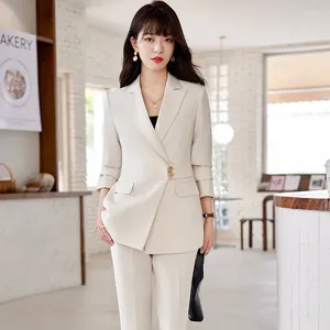 Kvinnors tvåbitar byxor Formella professionella byxor Kvinnor Business Suits Office Work Wear Blazers Femininos Beauty Salon Ol Styles