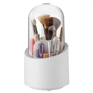 Förvaringslådor Makeup Borstar Hållare med lock 360 ° Roterande arrangör 7 Fack Clear Clear Cosmetic Box Display Case